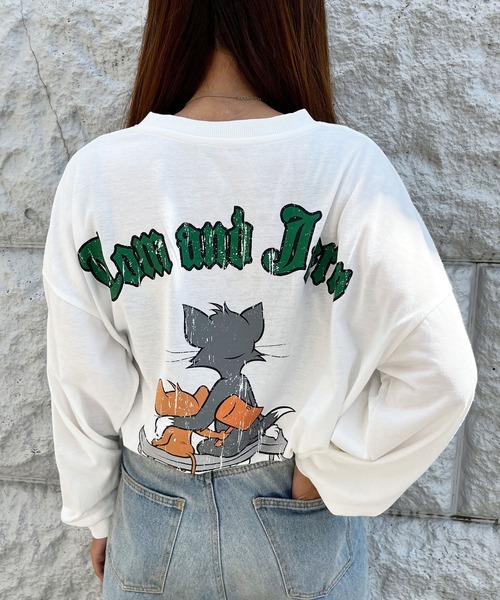 GLAMOROUS JANE(グラマラスジェーン)の「TOM&JERRY/トム&ジェリープリントロンT(Tシャツ/カットソー・レディース・チャコールグレー/ブラック/オフホワイト・FREE)」の9枚目の写真