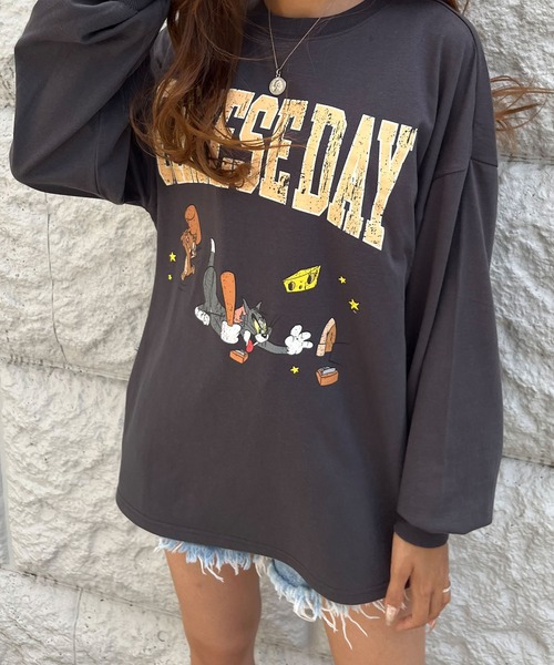 GLAMOROUS JANE(グラマラスジェーン)の「TOM&JERRY/トム&ジェリープリントロンT(Tシャツ/カットソー・レディース・チャコールグレー/ブラック/オフホワイト・FREE)」の15枚目の写真
