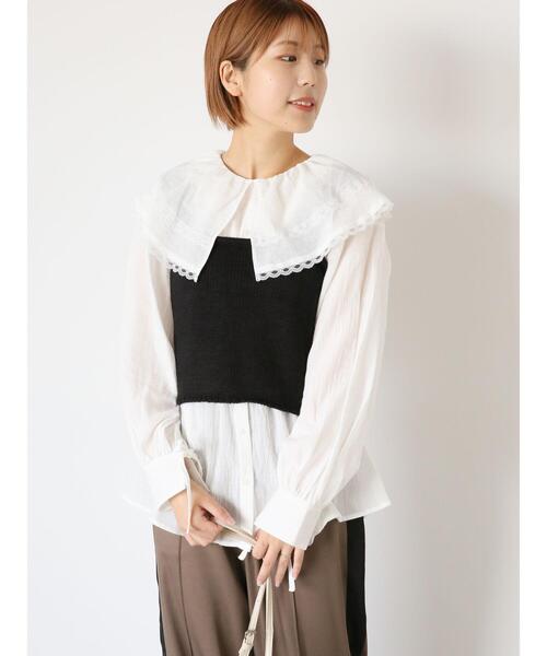 ehka sopo（エヘカソポ）の「ラッフルレース襟ブラウス（シャツ/ブラウス・レディース・オフホワイト/キナリ・F）」の4枚目の写真