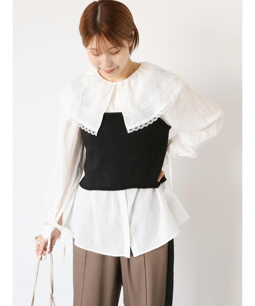 ehka sopo（エヘカソポ）の「ラッフルレース襟ブラウス（シャツ/ブラウス・レディース・オフホワイト/キナリ・F）」の5枚目の写真
