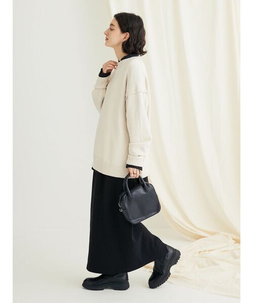 CRAFT STANDARD BOUTIQUE(クラフトスタンダードブティック)の「リブロングスカート(スカート・レディース・グレイッシュベージュ/ブラック/テラコッタ・L/M)」の12枚目の写真