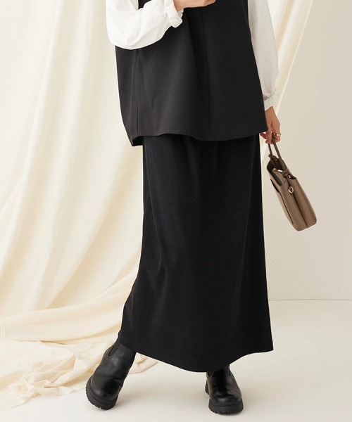 CRAFT STANDARD BOUTIQUE(クラフトスタンダードブティック)の「リブロングスカート(スカート・レディース・グレイッシュベージュ/ブラック/テラコッタ・L/M)」の2枚目の写真