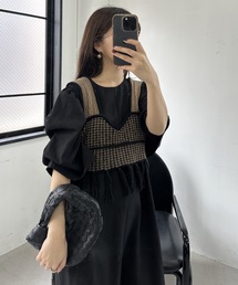 I_am | mix pattern fringe knit bustier(ベスト)
