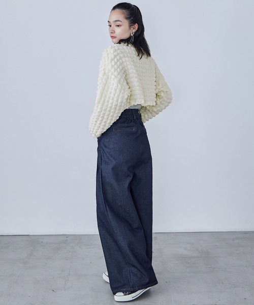 Fashion Letter（ファッションレター）の「ぽこぽこポップコーン ショートボレロ（カーディガン/ボレロ・レディース・ブラック/ベージュ/ブルー/ホワイト・M）」の8枚目の写真