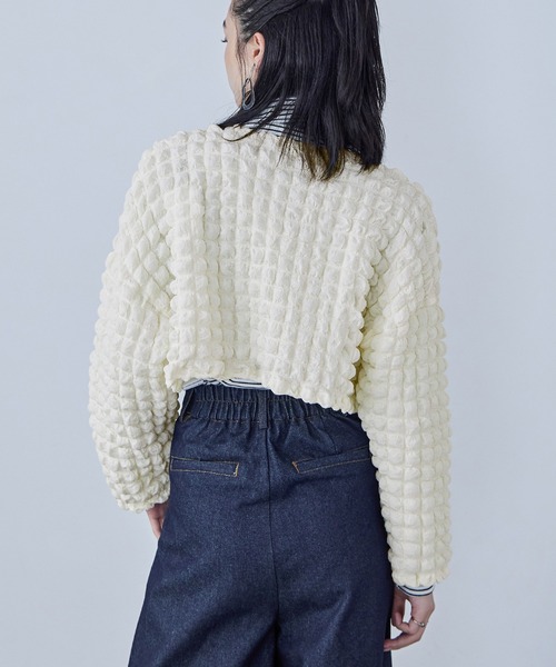 Fashion Letter（ファッションレター）の「ぽこぽこポップコーン ショートボレロ（カーディガン/ボレロ・レディース・ブラック/ベージュ/ブルー/ホワイト・M）」の11枚目の写真