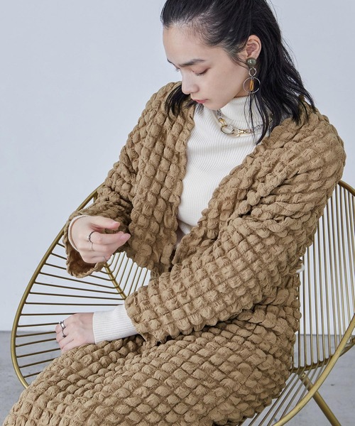 Fashion Letter（ファッションレター）の「ぽこぽこポップコーン ショートボレロ（カーディガン/ボレロ・レディース・ブラック/ベージュ/ブルー/ホワイト・M）」の13枚目の写真