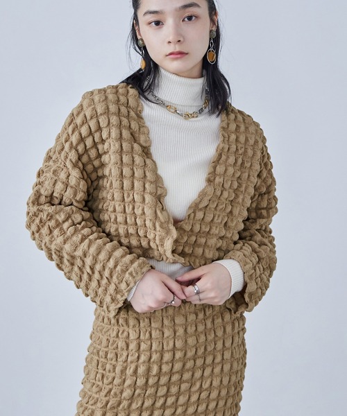 Fashion Letter（ファッションレター）の「ぽこぽこポップコーン ショートボレロ（カーディガン/ボレロ・レディース・ブラック/ベージュ/ブルー/ホワイト・M）」の14枚目の写真