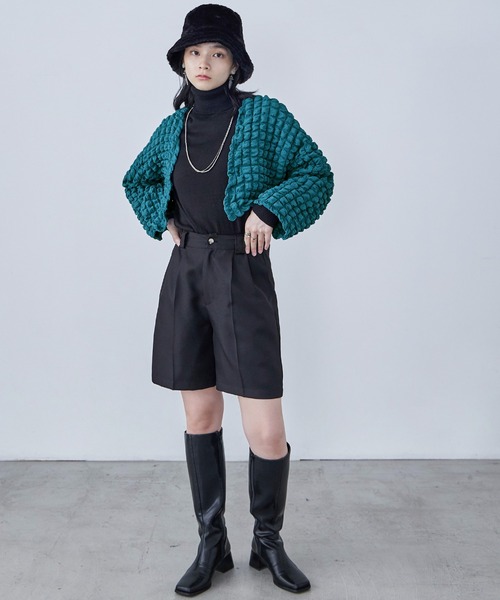 Fashion Letter（ファッションレター）の「ぽこぽこポップコーン ショートボレロ（カーディガン/ボレロ・レディース・ブラック/ベージュ/ブルー/ホワイト・M）」の21枚目の写真