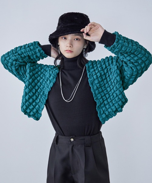 Fashion Letter（ファッションレター）の「ぽこぽこポップコーン ショートボレロ（カーディガン/ボレロ・レディース・ブラック/ベージュ/ブルー/ホワイト・M）」の22枚目の写真