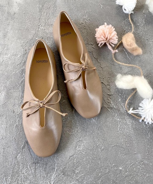 ベージュ リボン付きフラットシューズ R. リボン付きフラットシューズ（S05C） | 靴のリーガル