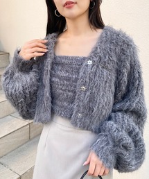 Chico | ブローチ付シャギーモヘアVショートカーディガン(カーディガン/ボレロ)