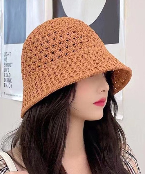 STYLEBLOCK(スタイルブロック)の「メッシュニット風バケットハット(ハット・レディース・ブラック/ベージュ/ピンク/キャメル/カーキ・FREE)」の1枚目の写真