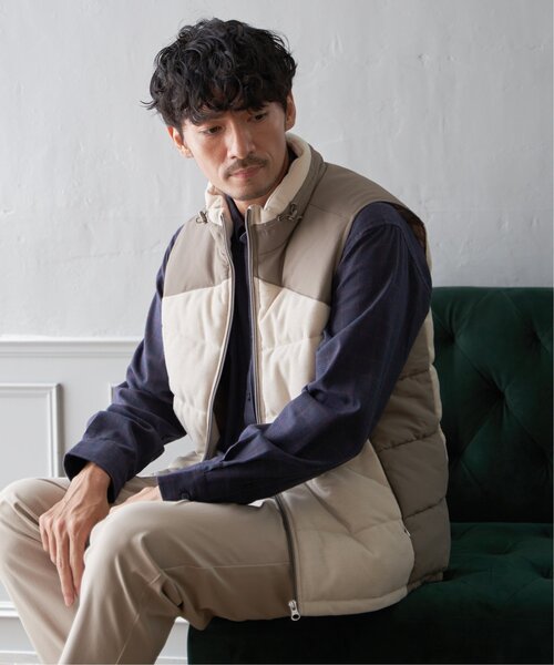 ikka（イッカ）の「sorona(R)コンビ中綿ベスト（ダウンベスト・メンズ・ブラック/ベージュ・M/XL/L/S）」の4枚目の写真