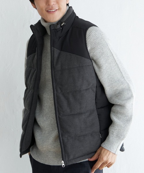 ikka（イッカ）の「sorona(R)コンビ中綿ベスト（ダウンベスト・メンズ・ブラック/ベージュ・M/XL/L/S）」の2枚目の写真