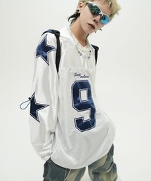 XU | ストリートファッション XU エックスユー star mesh long sleeve tee スター メッシュロンT メッシュトップス ジャージ オーバーサイズ 長袖トップス ロゴ 韓国ファッション(Tシャツ/カットソー)