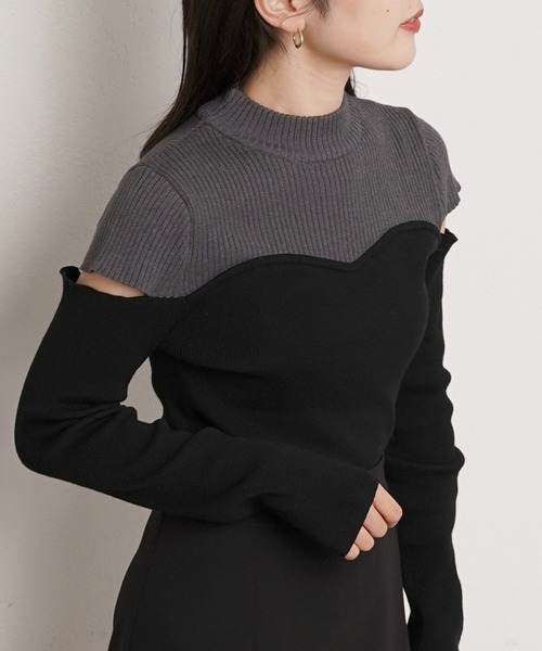 chi　Ｃニット エクリュ Chico（チコ）の「肩開きバイカラーハイネックニット（ニット/セーター