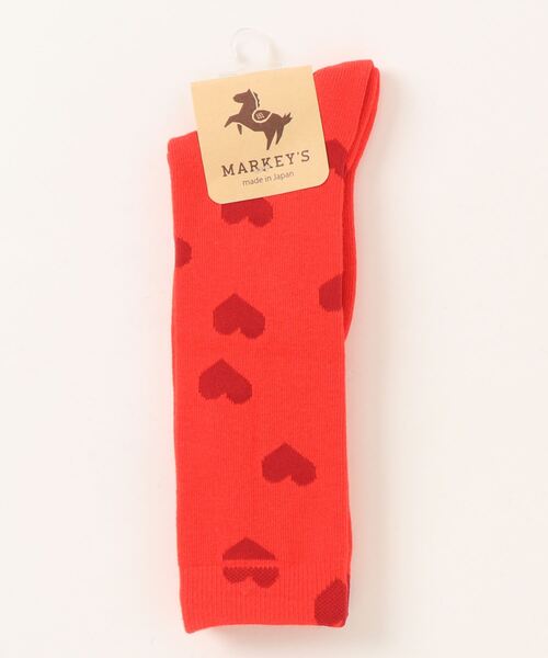 MARKEY'S（マーキーズ）の「ハイソックス/heart（14～18cm）（ソックス/靴下・キッズ・レッド/オフホワイト・M）」の4枚目の写真
