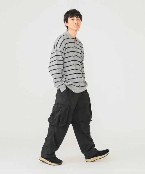 BEAMS(ビームス)の「BEAMS / ボーダーワッフル ポロスウェット(ポロシャツ・メンズ・グレー系その他/ブラック・L/XL/M/S)」の20枚目の写真