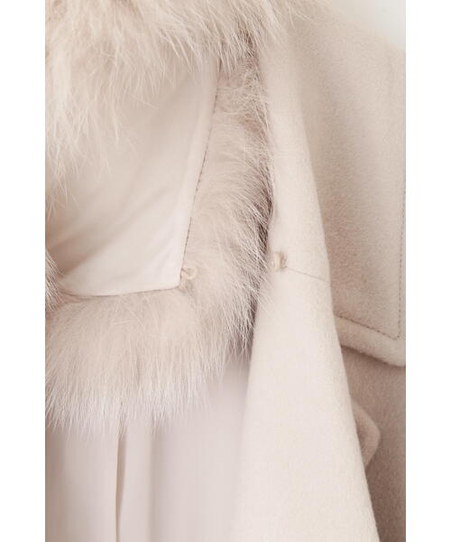 セール】◇FOXファー付きカシミヤ混ショートコート（ピーコート