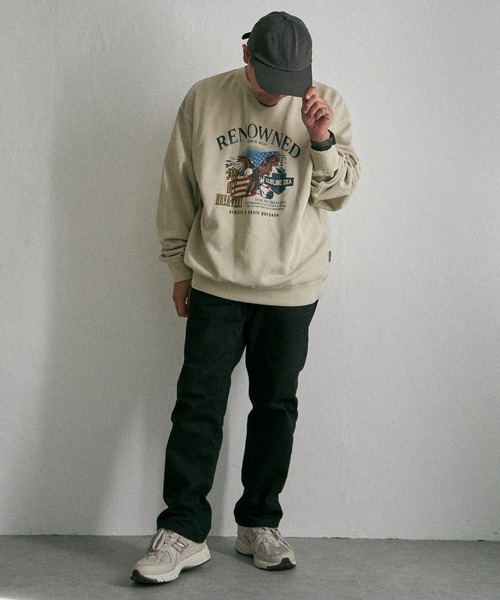 NO NEED(ノーニード)の「EAGLEピグメントスウェットトレーナー(スウェット・メンズ・ベージュ/チャコールグレー/ネイビー・M/L/LL)」の18枚目の写真