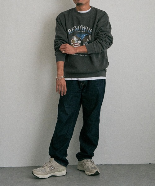 NO NEED(ノーニード)の「EAGLEピグメントスウェットトレーナー(スウェット・メンズ・ベージュ/チャコールグレー/ネイビー・M/L/LL)」の9枚目の写真