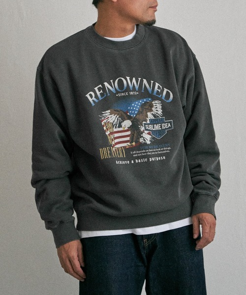 NO NEED(ノーニード)の「EAGLEピグメントスウェットトレーナー(スウェット・メンズ・ベージュ/チャコールグレー/ネイビー・M/L/LL)」の20枚目の写真