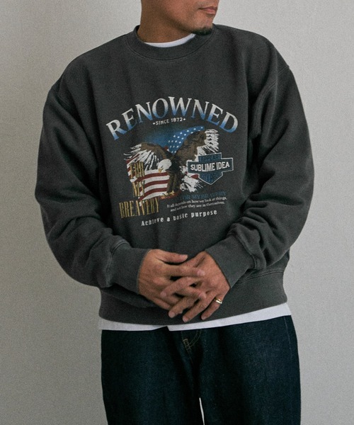 NO NEED(ノーニード)の「EAGLEピグメントスウェットトレーナー(スウェット・メンズ・ベージュ/チャコールグレー/ネイビー・M/L/LL)」の6枚目の写真