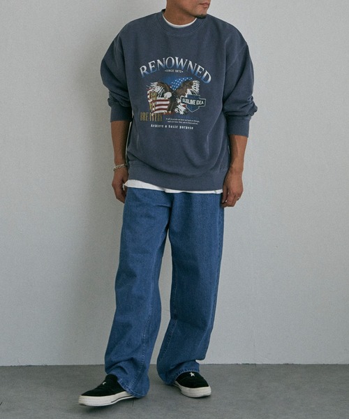 NO NEED(ノーニード)の「EAGLEピグメントスウェットトレーナー(スウェット・メンズ・ベージュ/チャコールグレー/ネイビー・M/L/LL)」の15枚目の写真