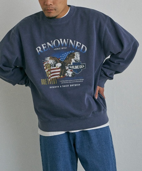 NO NEED(ノーニード)の「EAGLEピグメントスウェットトレーナー(スウェット・メンズ・ベージュ/チャコールグレー/ネイビー・M/L/LL)」の10枚目の写真