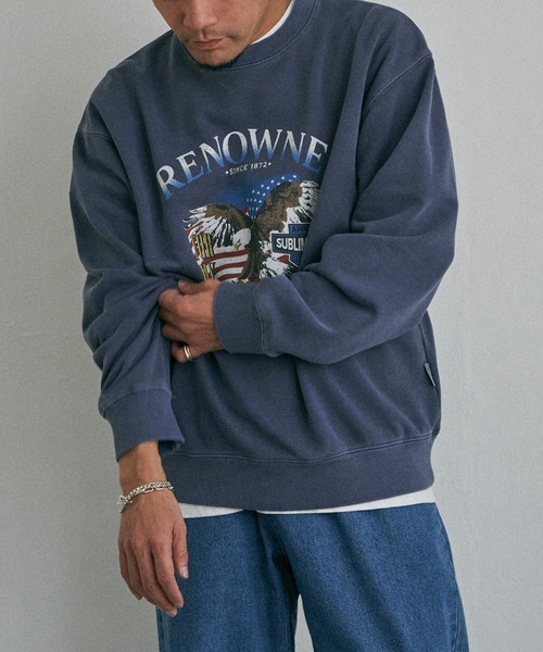 NO NEED(ノーニード)の「EAGLEピグメントスウェットトレーナー(スウェット・メンズ・ベージュ/チャコールグレー/ネイビー・M/L/LL)」の14枚目の写真