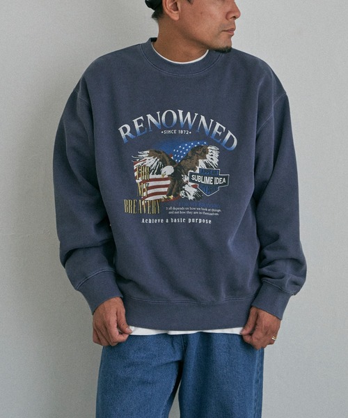 NO NEED(ノーニード)の「EAGLEピグメントスウェットトレーナー(スウェット・メンズ・ベージュ/チャコールグレー/ネイビー・M/L/LL)」の11枚目の写真