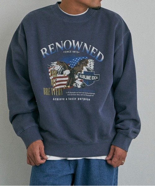 NO NEED(ノーニード)の「EAGLEピグメントスウェットトレーナー(スウェット・メンズ・ベージュ/チャコールグレー/ネイビー・M/L/LL)」の22枚目の写真