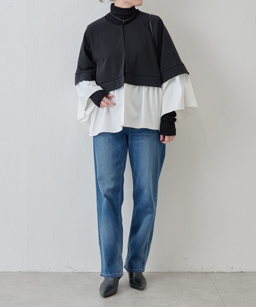 BEARDSLEY(ビアズリー)の「コンビフレアブルゾン(ミリタリージャケット・レディース・ブラック/ネイビー・FREE)」の5枚目の写真