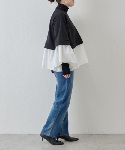 BEARDSLEY(ビアズリー)の「コンビフレアブルゾン(ミリタリージャケット・レディース・ブラック/ネイビー・FREE)」の6枚目の写真