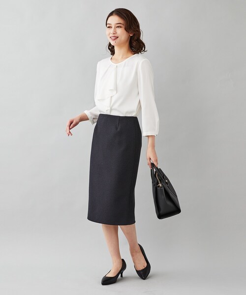 styling/ - 新品未使用　styling/スタイリング　ラッフルブラウス セール】【オフィスカジュアル】ジオメ柄＆無地 ラッフル
