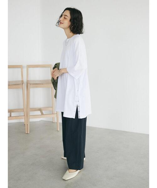CRAFT STANDARD BOUTIQUE(クラフトスタンダードブティック)の「イージーケアピンストライプテーパードパンツ(その他パンツ・レディース・ネイビー系2/グレー系その他2/ホワイト系その他6・L/M)」の21枚目の写真