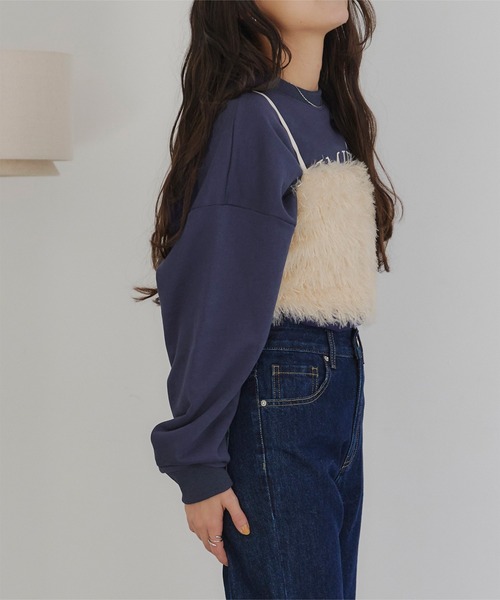 titivate(ティティベイト)の「ロゴプリントデザインスウェット(スウェット・レディース・杢グレー/ネイビー/ブルー/オフホワイト・M/S)」の3枚目の写真