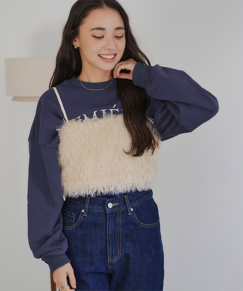 titivate(ティティベイト)の「ロゴプリントデザインスウェット(スウェット・レディース・杢グレー/ネイビー/ブルー/オフホワイト・M/S)」の20枚目の写真