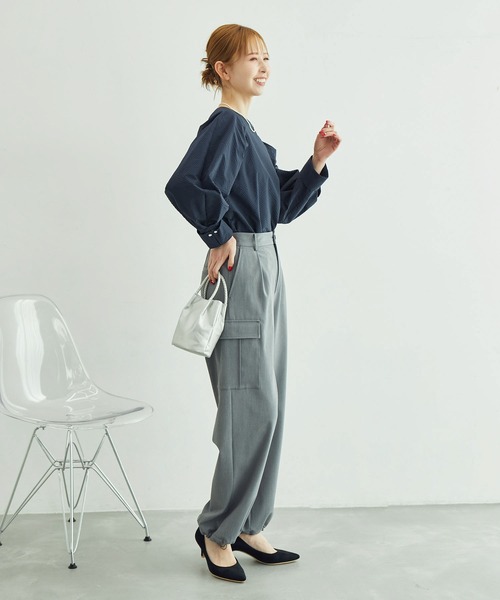 ROPE' PICNIC(ロペピクニック)の「サッカーストライププルオーバー(シャツ/ブラウス・レディース・サックスブルー/ネイビー/ホワイト・38)」の10枚目の写真