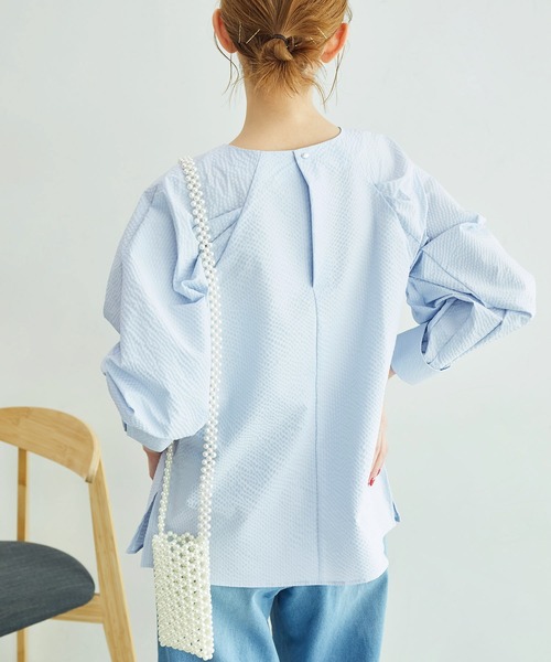 ROPE' PICNIC(ロペピクニック)の「サッカーストライププルオーバー(シャツ/ブラウス・レディース・サックスブルー/ネイビー/ホワイト・38)」の17枚目の写真