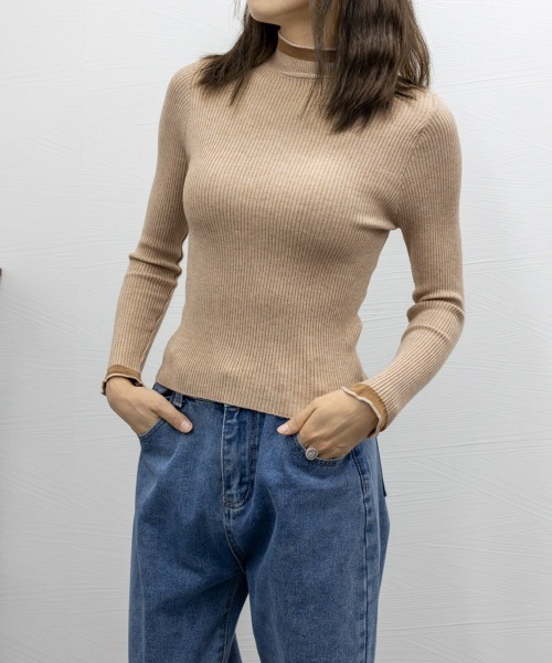 Miniministore(ミニミニストア)の「リブニットトップス きれいめ ハイネック(ニット/セーター・レディース・アイボリー/ブラック/ホワイト/モカ・FREE)」の14枚目の写真