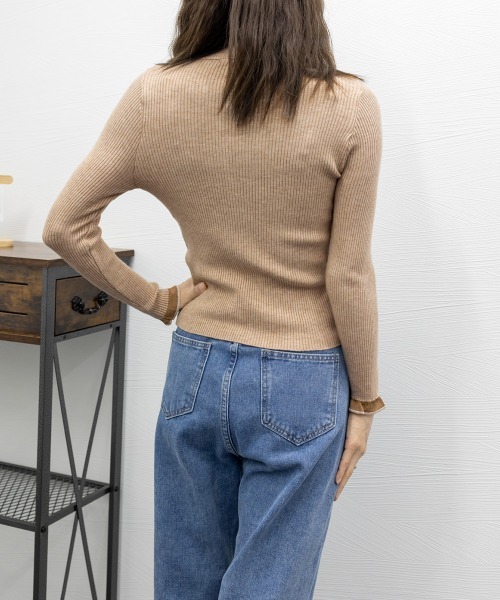 Miniministore(ミニミニストア)の「リブニットトップス きれいめ ハイネック(ニット/セーター・レディース・アイボリー/ブラック/ホワイト/モカ・FREE)」の16枚目の写真