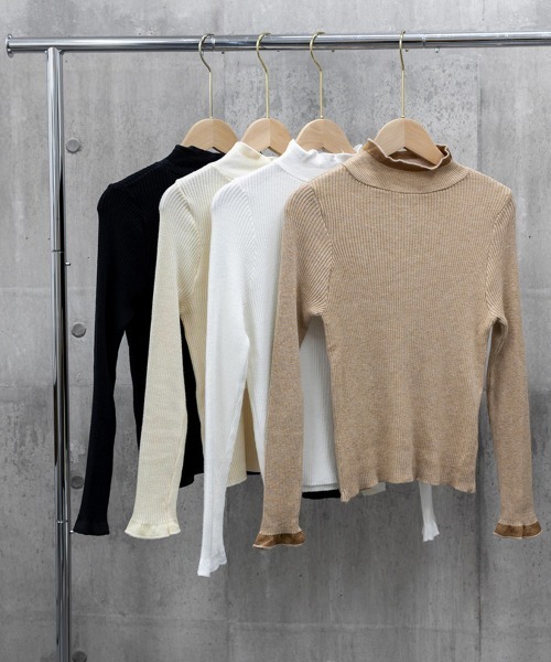 Miniministore(ミニミニストア)の「リブニットトップス きれいめ ハイネック(ニット/セーター・レディース・アイボリー/ブラック/ホワイト/モカ・FREE)」の17枚目の写真