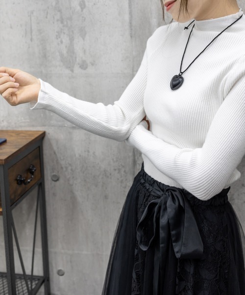Miniministore(ミニミニストア)の「リブニットトップス きれいめ ハイネック(ニット/セーター・レディース・アイボリー/ブラック/ホワイト/モカ・FREE)」の22枚目の写真
