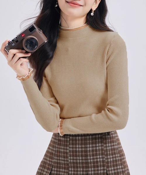 Miniministore(ミニミニストア)の「リブニットトップス きれいめ ハイネック(ニット/セーター・レディース・アイボリー/ブラック/ホワイト/モカ・FREE)」の18枚目の写真