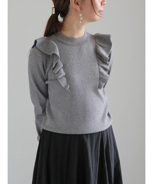 Te chichi（テチチ）の「フリルニット（ニット/セーター・レディース・オフホワイト/グレー/ブラック・F）」の3枚目の写真