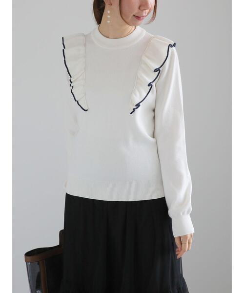 Te chichi（テチチ）の「フリルニット（ニット/セーター・レディース・オフホワイト/グレー/ブラック・F）」の14枚目の写真