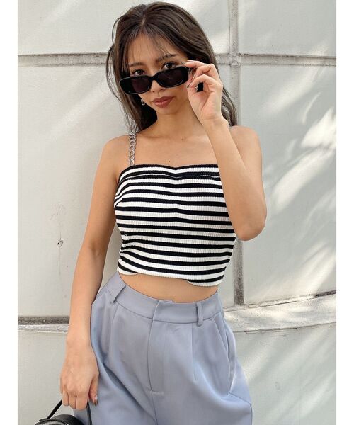 GYDA（ジェイダ）の「chainストラップテレコビスチェ（キャミソール・レディース・ブラック/その他1/オフホワイト・FREE）」の3枚目の写真