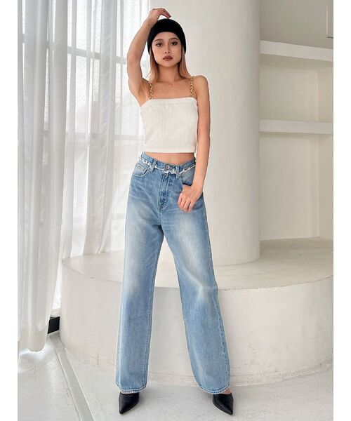 GYDA（ジェイダ）の「chainストラップテレコビスチェ（キャミソール・レディース・ブラック/その他1/オフホワイト・FREE）」の4枚目の写真