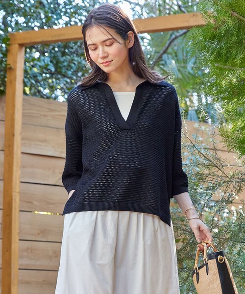 【セール】【SLOW/一部店舗限定】コットンコードメッシュ ニット（ニット/セーター）｜23区（ニジュウサンク）